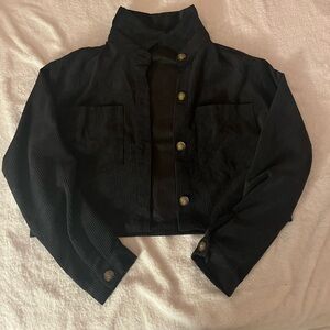 Black cropped button up jacket